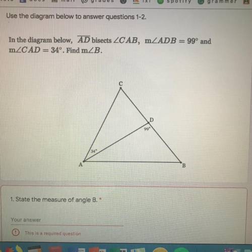 What is the measure of angle b ?!