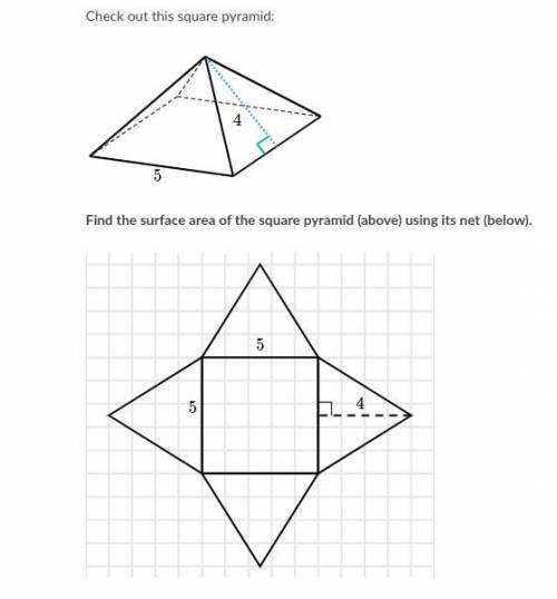 Find the surface area of the square pyramid using it net, somebody please help me!