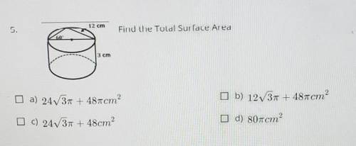 Find the Tolal Surface Area