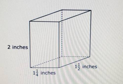 What is the volume of the right rectangular below?

A. 4 3/4B. 4 1/8C. 3 3/4D. 2 1/8
