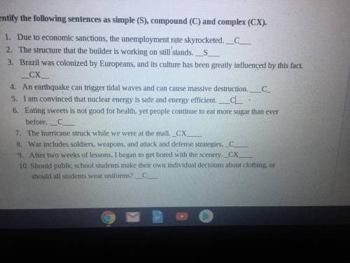 Want To Know if i got it right for Compound, Complex, Simple