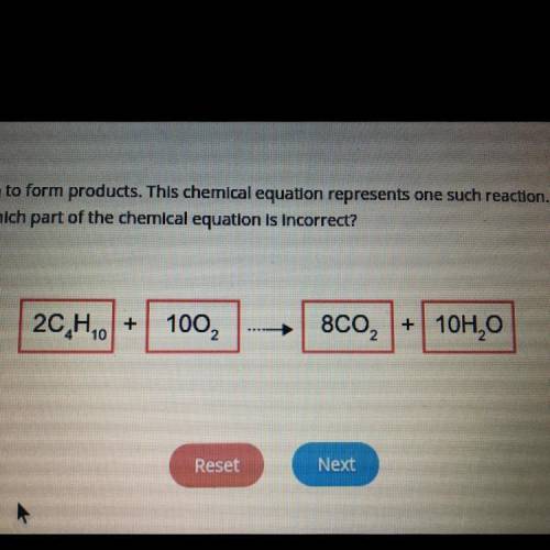 Which part of the chemical equation is incorrect?
