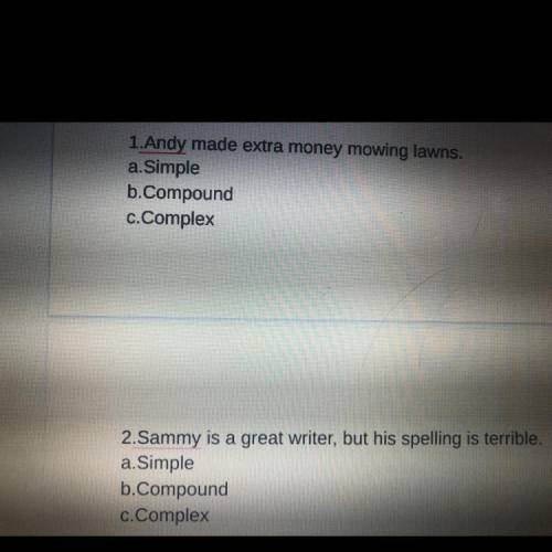 Can somone help me with this please? The answers are, Simple, compound, And complex