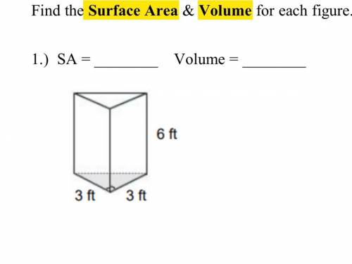 Can anybody help find the surface area and volume?