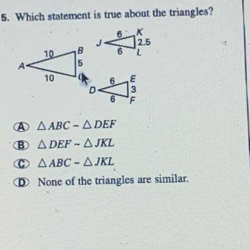 5. Which statement is true about the triangles?
