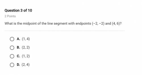 What is the midpoint of the line segment with endpoints (-2, -2) and (4,6)?