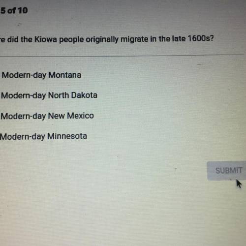 From where did the Kiowa people originally migrate in the late 1600s