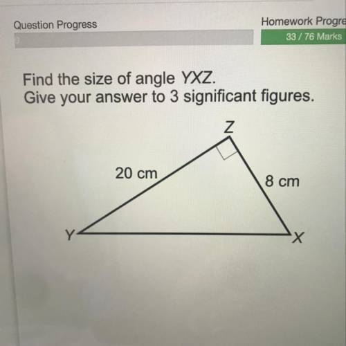 What is the size of angle YXZ?