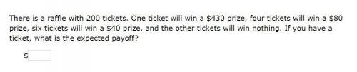 Please help! Correct answer only!

There is a raffle with 200 tickets. One ticket will win a $430