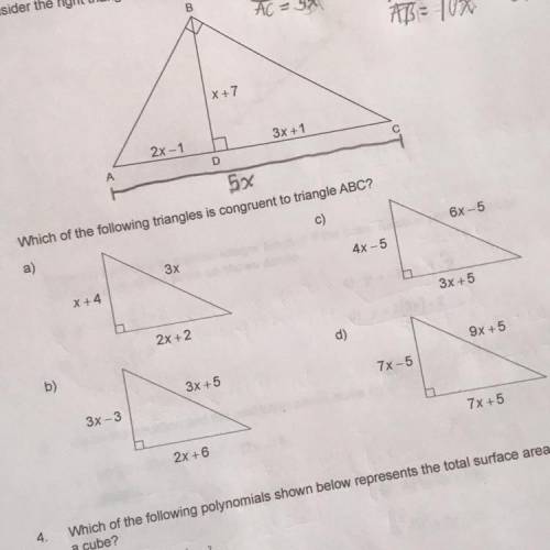 Which of the following triangles is congruent to triangle ABC? (Please help, quick!)