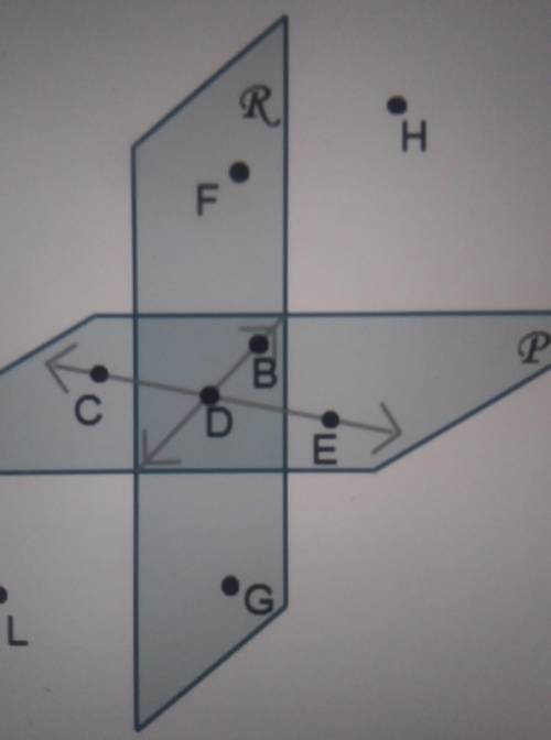 The intersection of plane R and plane P is

point DPoint Bline CE line DBpoint blank is n not on p