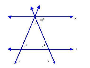 Lines k and l are parallel. When lines k and l are cut by the transversals below, an isosceles tria