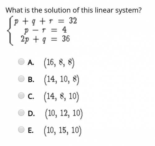 PLZ HELP <3 15 PTS
What is the solution of this linear system?