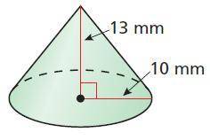 Find the volume of the cone. Round your answer to the nearest hundredth. The volume is about cubic