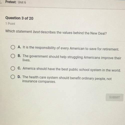 Which statement best describes the values behind the new deal?
Pleaseeee helppp