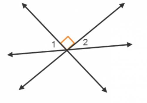 I NEED AN ANSWER IN MINUTES

Examine the diagram.
2 lines intersect a