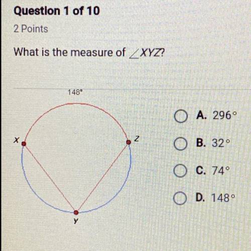 What is the measure of XYZ?
please help me out