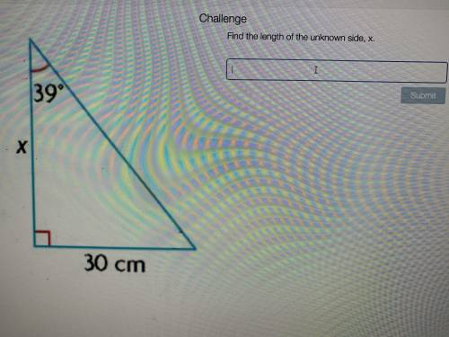 Could someone help me with this trigonometry question where you have find the x which is the adjace