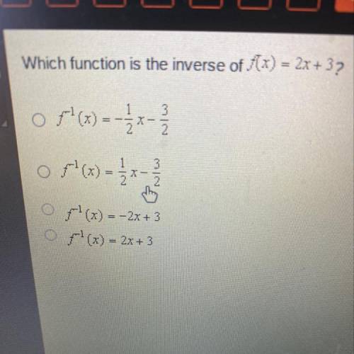 Which function is the inverse of f(x) = 2x+ 3?
Help plz