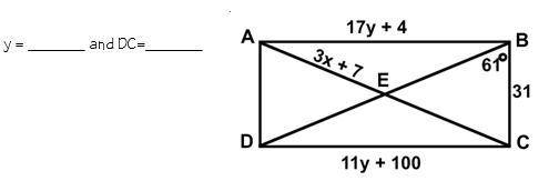 Work must be shown for this problem! The figure shown below is a rectangle. Make sure to solve for