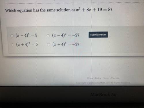 Which equation has the same solution as x^2 +8x +19=8?