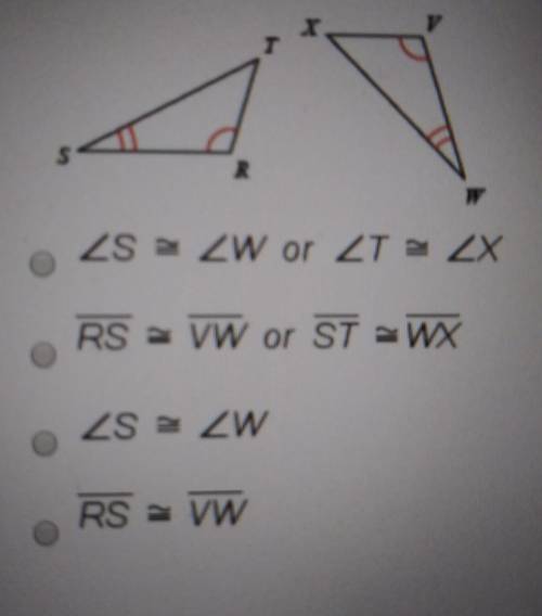 state what additional information is required in order to know that the triangles are congruent by