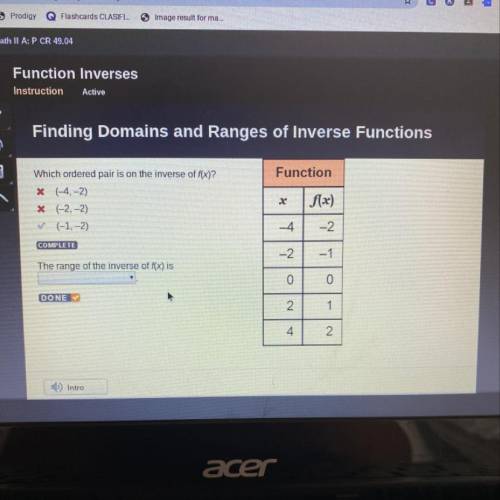 The range of the inverse of f(x) is ?
