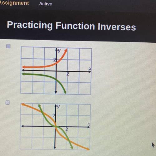Select a graph that shows a function and it’s inverse