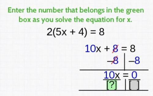 What is the answer to 2(5x+4)=8