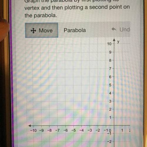 Help

Use the Parabola tool to graph the
quadratic function.
f (x) =
2x2 + 8x + 10
Graph the parab