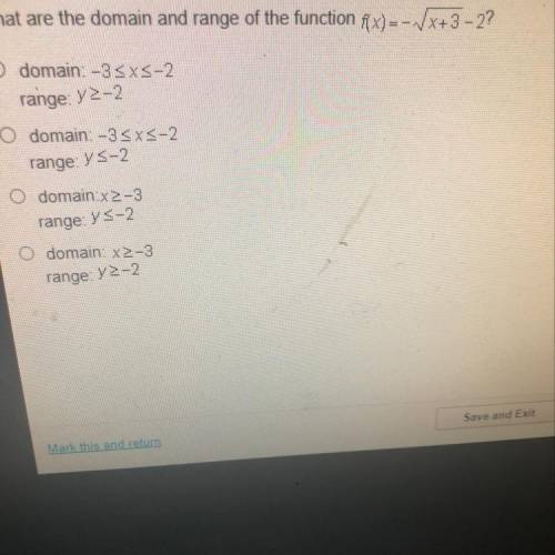 What are the domain and range of the function f(x)=- Vx+3 - 2?