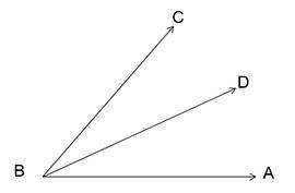 In the given figure, if m∠ABD = m∠DBC then m∠ABC = Question 4 options: m∠ABD. m∠DBC. 2(m∠ABD). 3(m∠