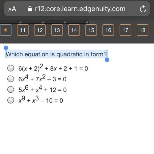 Which equation is quadratic in form?