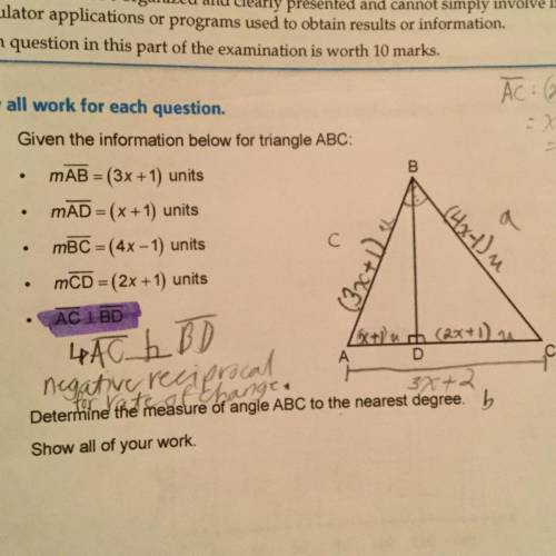 What is the measure of angle ABC to the nearest degree? PLEASE HELP