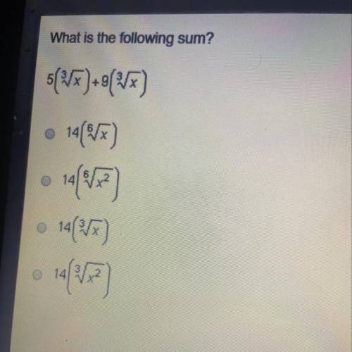 What is the following sum? 5(3sqrtx)+9(3sqrtx)