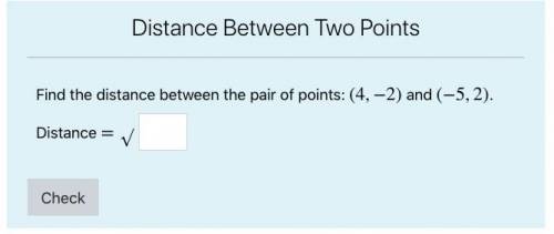Find the distance between the pair of points: (4,−2) and (−5,2).