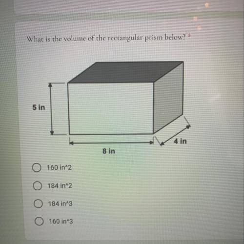 What is the volume of the rectangular prism below? *