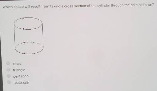 Which shape will result from taking a cross section of the cylinder through the points shown?

A.