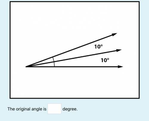 If an angle is bisected to form two new 10 degree angles, what was the measure of the original angl