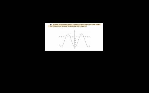 HELP!! Write the particular equation of this transformed cosine graph. (Hint: Try to find the best
