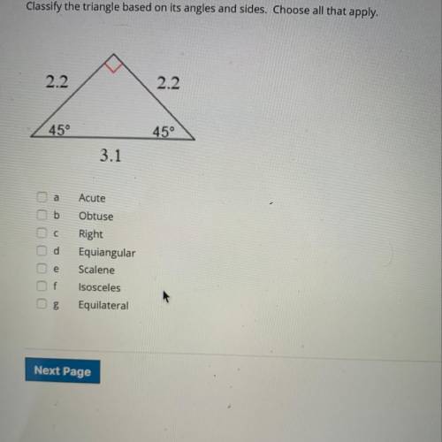 Classify the triangle based on its angles and sides