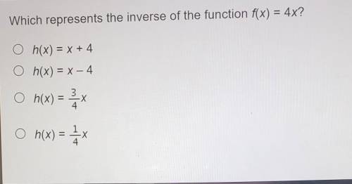 Which represents the inverse of the funtion f(x)= 4x