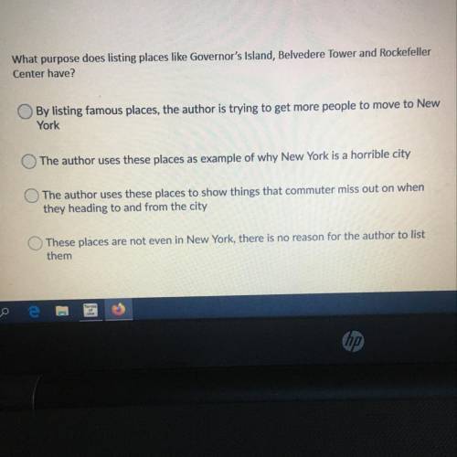 Please help 30 points

What purpose does listing places like Governor's Island, Belvedere Tower an