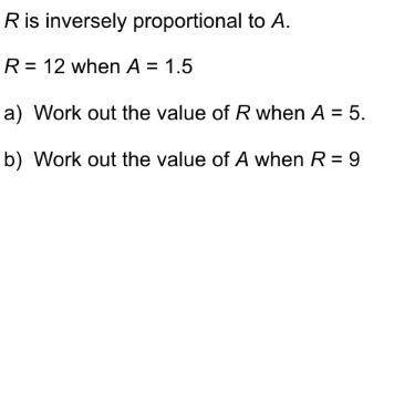 What is the value of A when r=9 in inverse proportions