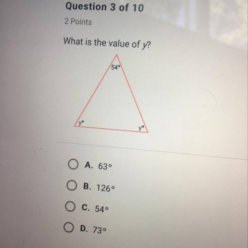 What is the value of y?
54°