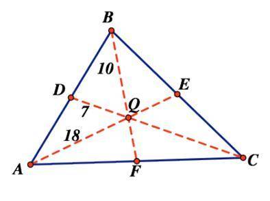 Point Q is the centroid of △ABC. QE = _____