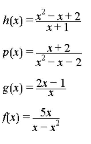 Which function has a removable discontinuity? A, B, C, D.