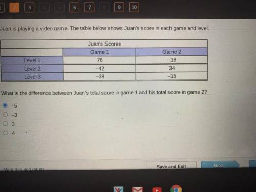 Juan is playing a video game the table shows Juan score in each game in level what is the differenc