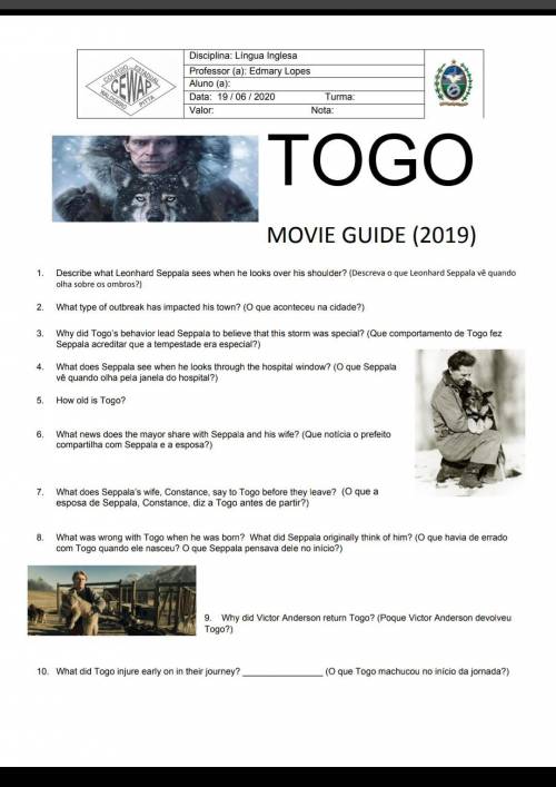 Alguém que tenha assistido o filme Togo Movie Guide(2019) pra me ajudar por favor???