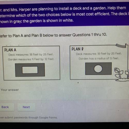 What is the area of the garden in Plan B? (Type the numeric answer only).